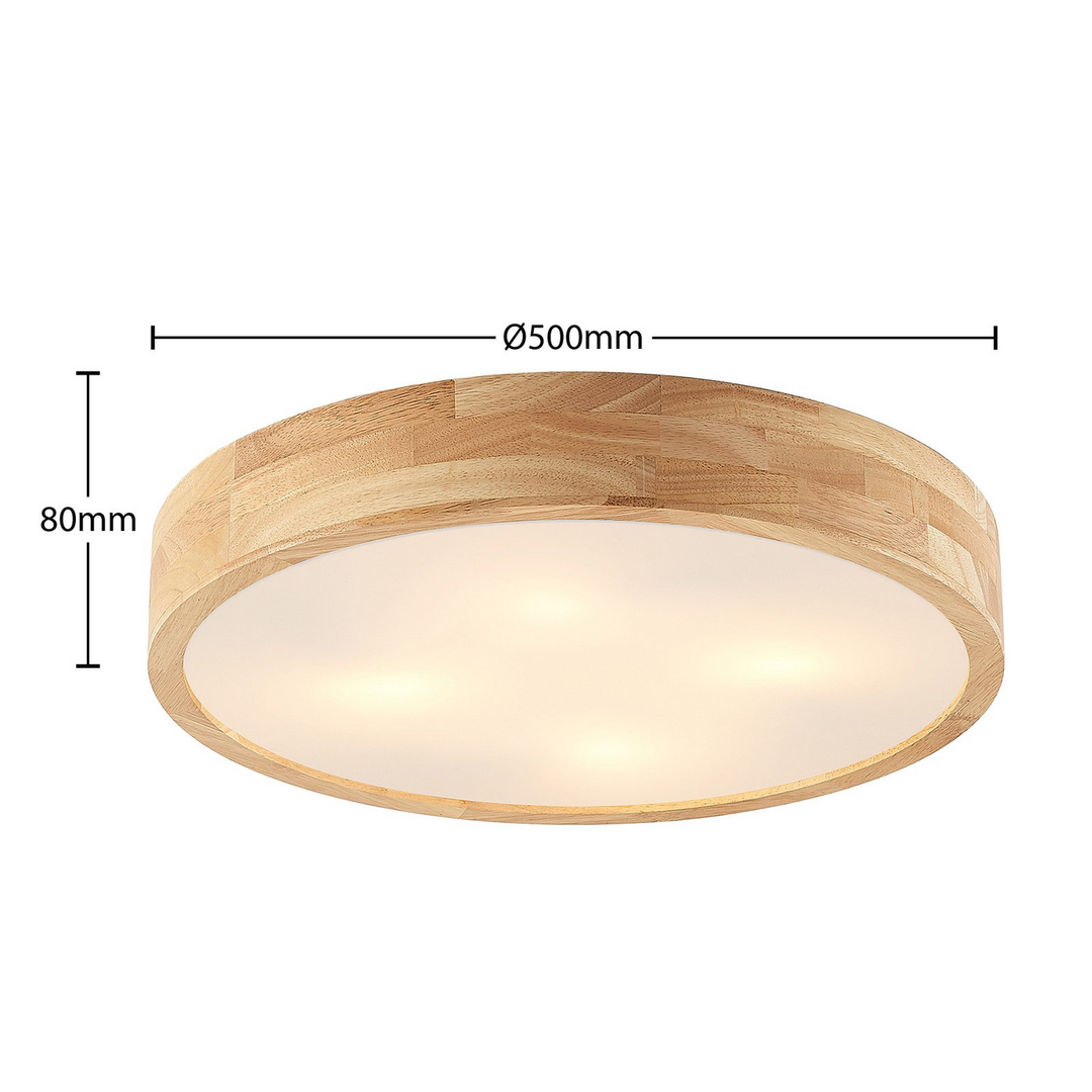 Lindby Tanju Deckenlampe Eichenholz Ø50cm Deckenlicht Deko-Deckenlicht Licht E27