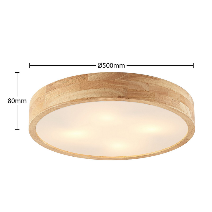 Lindby Tanju Deckenlampe Eichenholz Ø50cm Deckenlicht Deko-Deckenlicht Licht E27