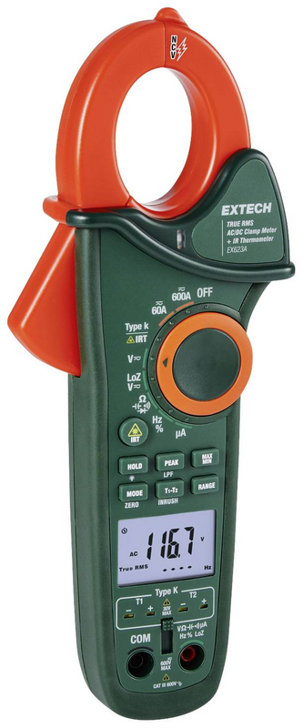 Extech Ex623 A Stromzange Digital Ir Thermometer Cat Iii 600 V Anzeige Counts 6000 B-Ware