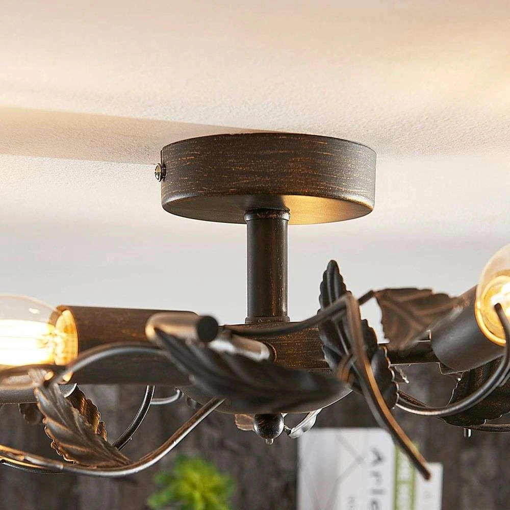 B-Ware Lindby Deckenlampe Hängeleuchte Lampe Leuchte Yos Blattoptik 5 Flmg E14 Schw592