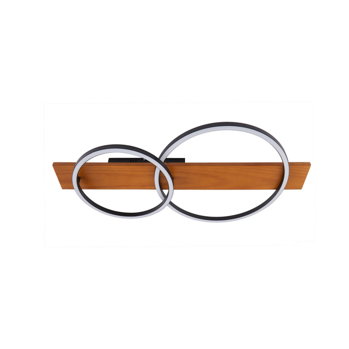 Lindby LED-Deckenlampe Galad Deckenlampe Deckenlicht schwarz Holz 2-flg. 75 cm