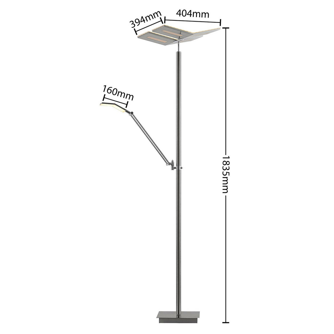 Lucande Hadlee LED-Stehleuchte Stehlampe Standleuchte Standlampe nickel