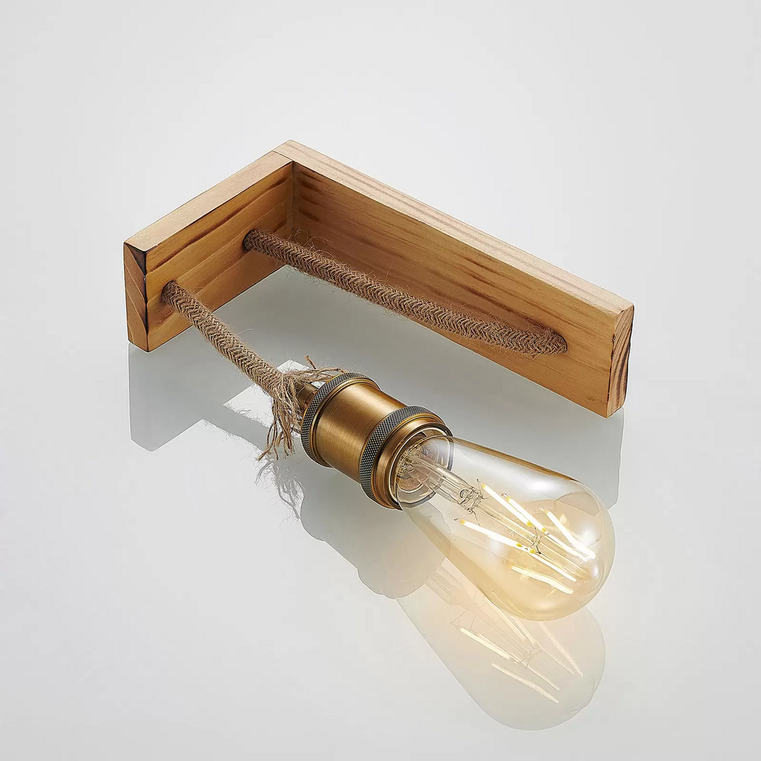 Lindby Helou Holz-Wandlampe mit sichtbarer Fassung Wandleuchte Lampe Leuchte E27