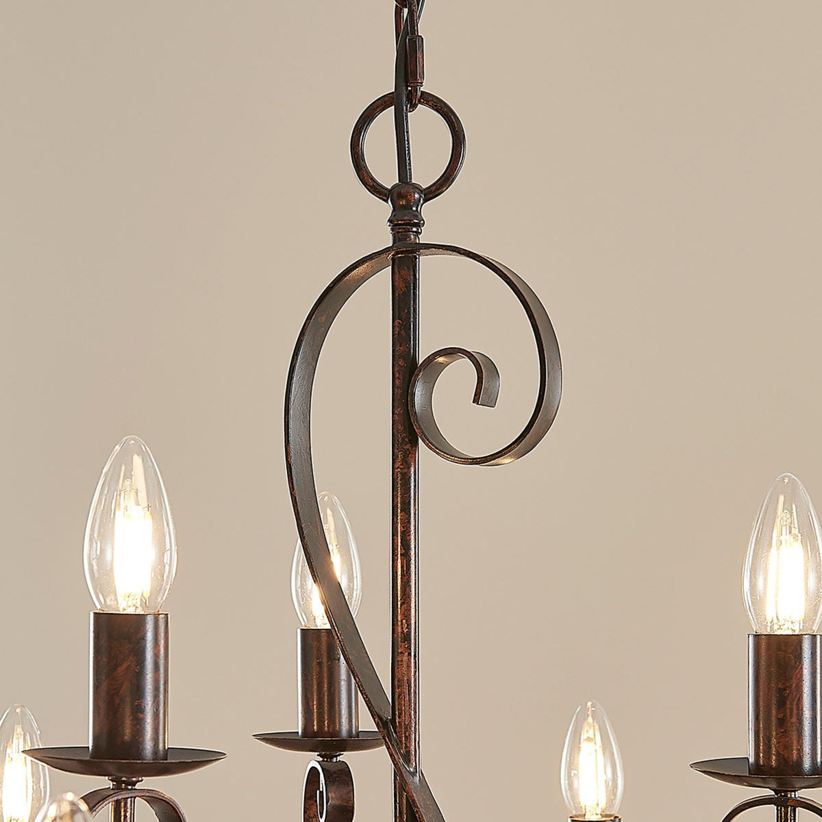 Lindby Landhaus-Kronleuchter Caleb Hängeleuchte Deckenlampe Pendelleuchte E14 - 4251096509991