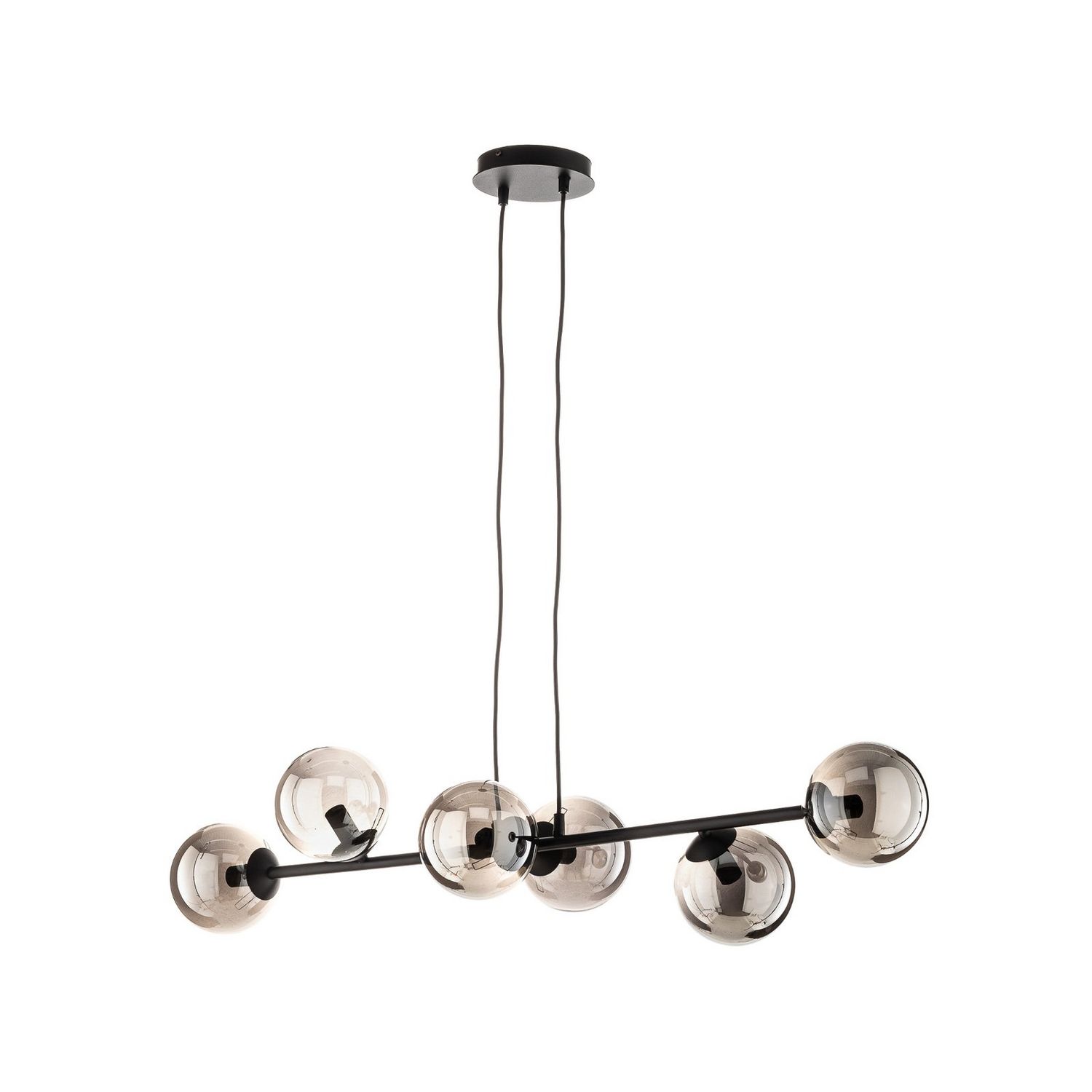 B-Ware Hängeleuchte Glassy 6 Flammig Schwarz Grafit Glas 110 Cm Deckenlampe Lampe Spot