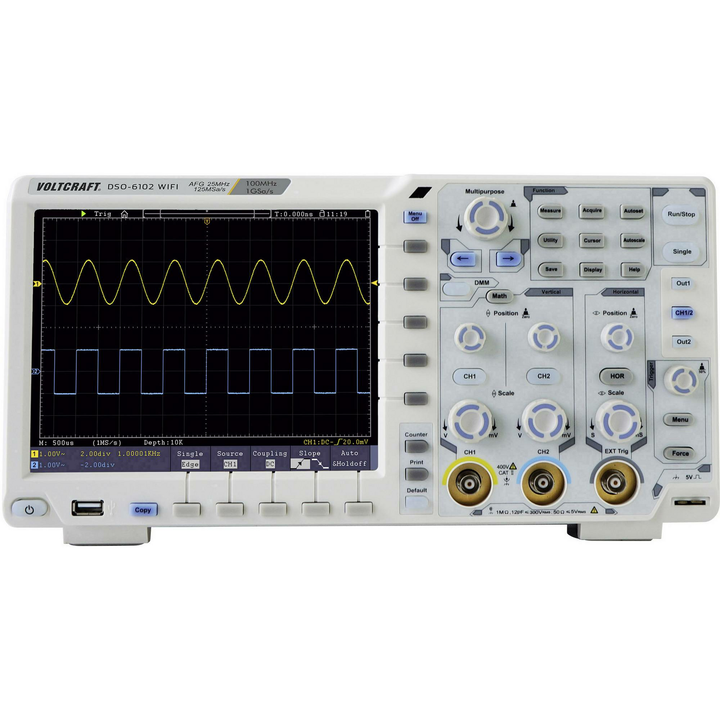 Voltcraft Digital OszilloskopDSO-6102 WIFI 100 MHz 2-Kanal Funktionsgenerator