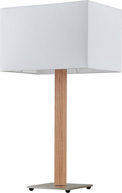 Lucande Heily Tischleuchte Holz Eckig Weiß Tischlampe Lampe Leuchte Spot Licht B-Ware - 4251911723595