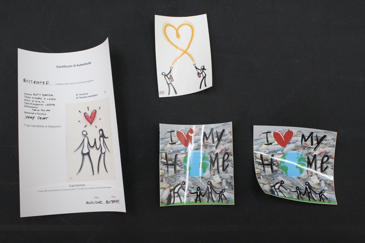 Exitenter Coure A Cuore 2022 Bild Druck Kunstwerk Wandbild Street Art 75 Cm  B-Ware