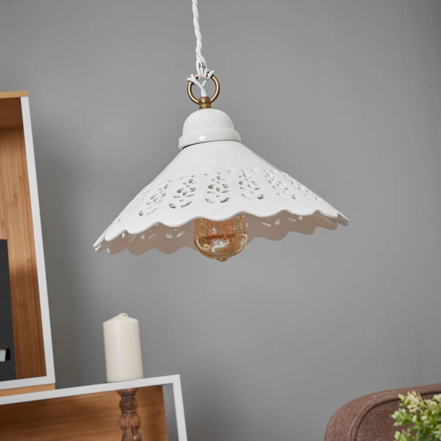 B-Ware Ceramiche Hängeleuchte Pizzo, 1 Flg 30 Cm Hängelampe Lampe Leuchte Spot Licht - 2013017