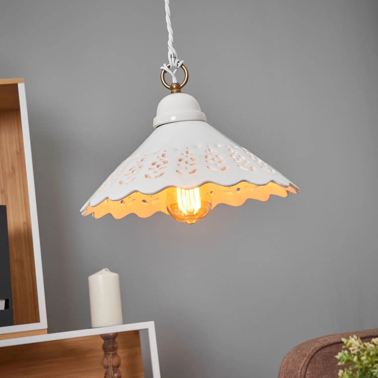 B-Ware Ceramiche Hängeleuchte Pizzo, 1 Flg 30 Cm Hängelampe Lampe Leuchte Spot Licht - 2013017