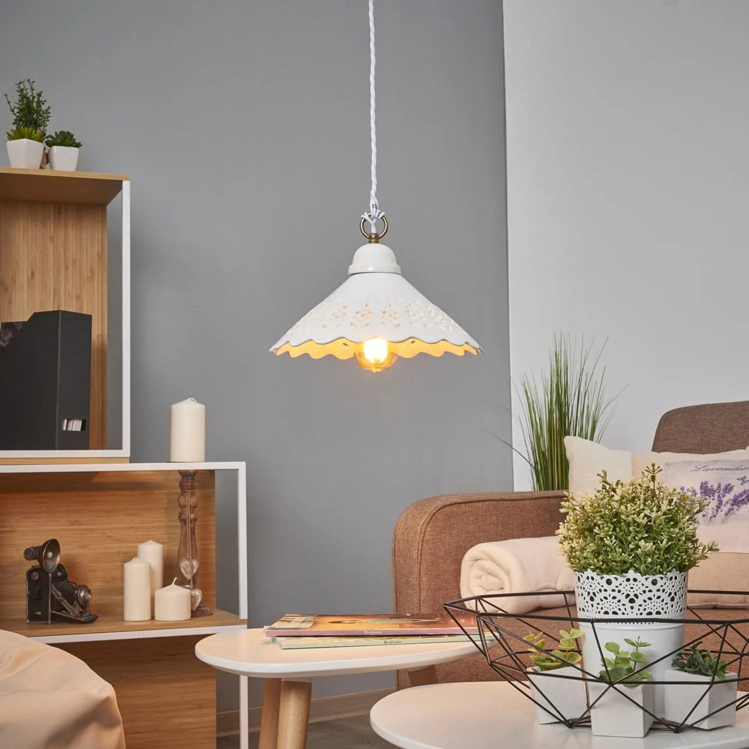 B-Ware Ceramiche Hängeleuchte Pizzo, 1 Flg 30 Cm Hängelampe Lampe Leuchte Spot Licht - 2013017