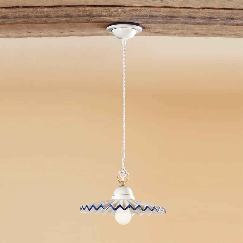 B-Ware Ceramiche Pendelleuchte Pieghe Landhauslook 28 Cm Lampe E27 Pendellampe Licht - 2013002