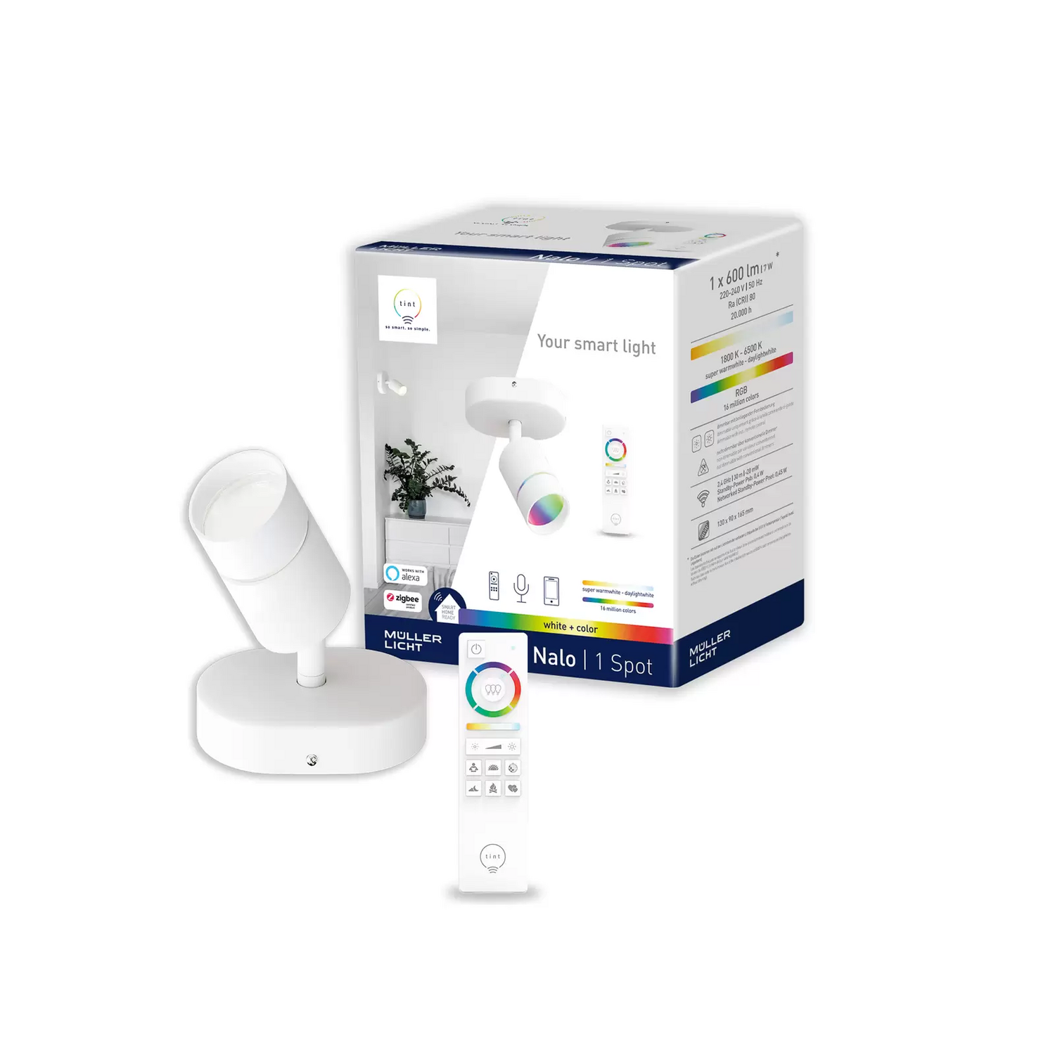 B-Ware Tint Led Spot Strahler Leuchte Weiß Smart Home Einflammig Alexa Zig Bee Bluetooth