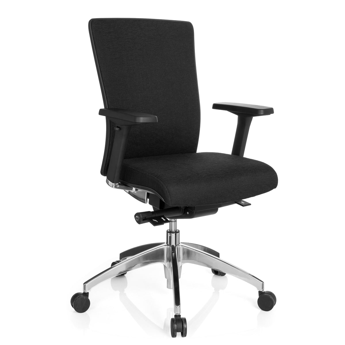 hjh OFFICE Bürostuhl Chefsessel Drehstuhl Stoff schwarz Armlehne Lendenstütze - 4260182551271