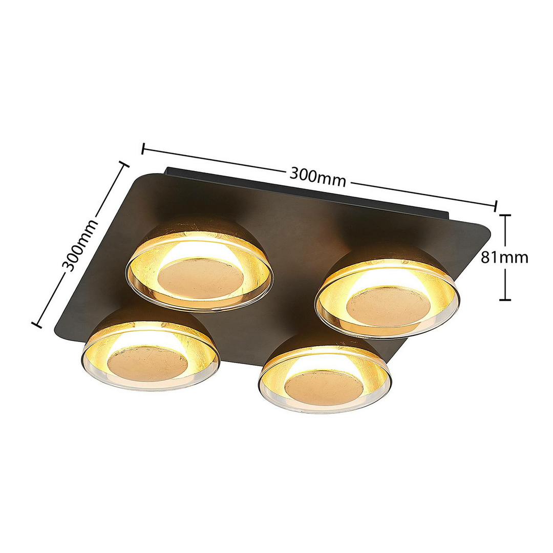 Lindby Erin LED-Deckenlampe Deckenlampe Deckenleuchte LED schwarz gold 4fl quad.