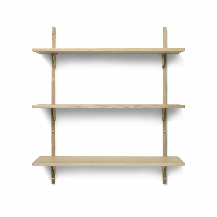 B-Ware Ferm Living Sector Wandregal Triple Wandboard Regal Bücherregal Messing/Eiche