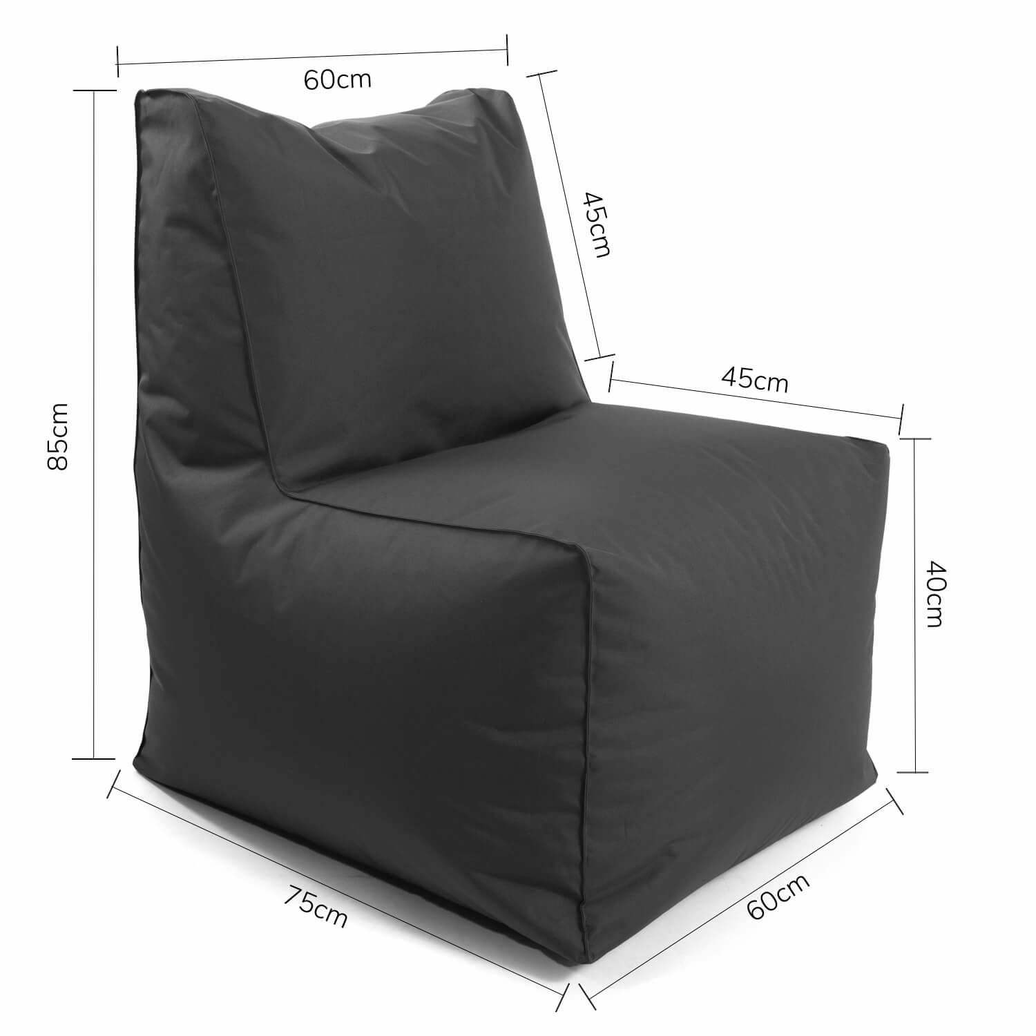 B-Ware Mokebo Sitzsack Sessel Ruhepol Hocker Bean Bag Beanbag Sitz Kissen Anthrazit Pvc