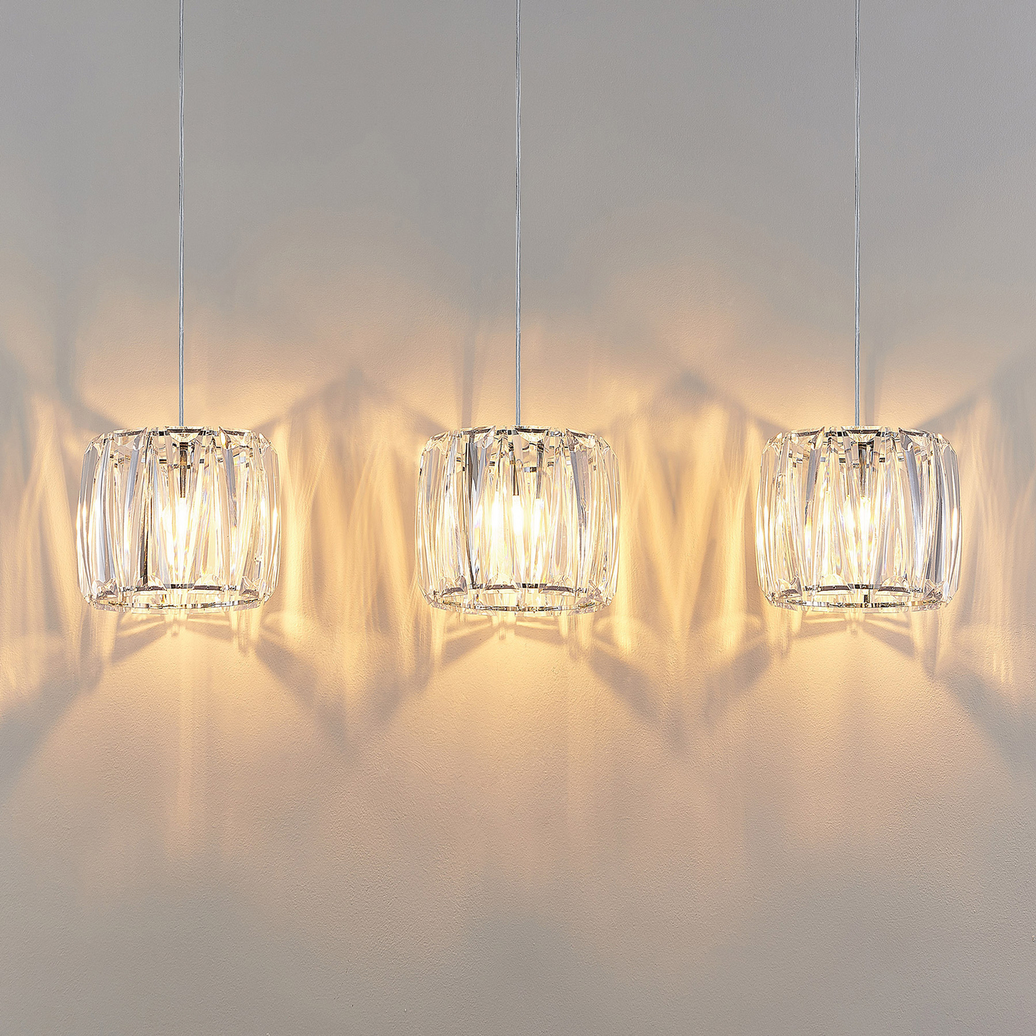 B-Ware Lindby Sofia Balkenleuchte Pendelleuchte Deckenlampe Dreiflammig Klar Chrom