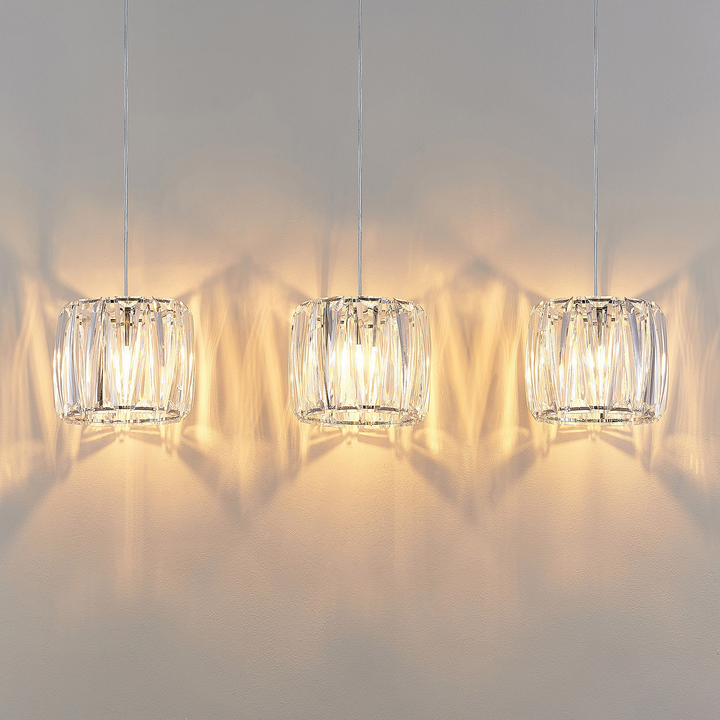 Lindby Sofia Balkenleuchte Pendelleuchte Deckenlampe Dreiflammig Klar Chrom447 B-Ware