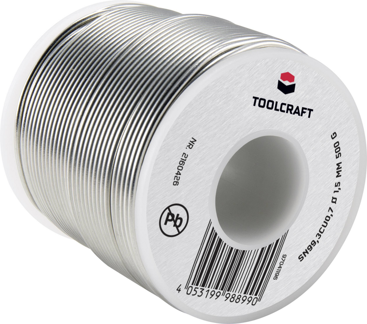 TOOLCRAFT Lötzinn bleifrei Spule Sn99,3Cu0,7 ROL1 500 g 1.5 mm Löt-Zubehör