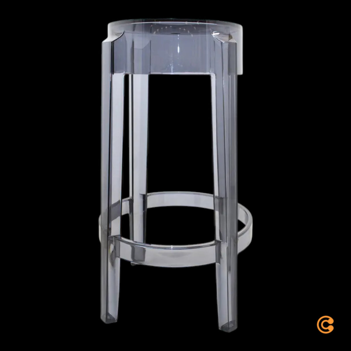 Kartell Charles Ghost Barhocker Hocker Barstuhl Grau 65cm Polycarbonat Outdoor - 8034105782723