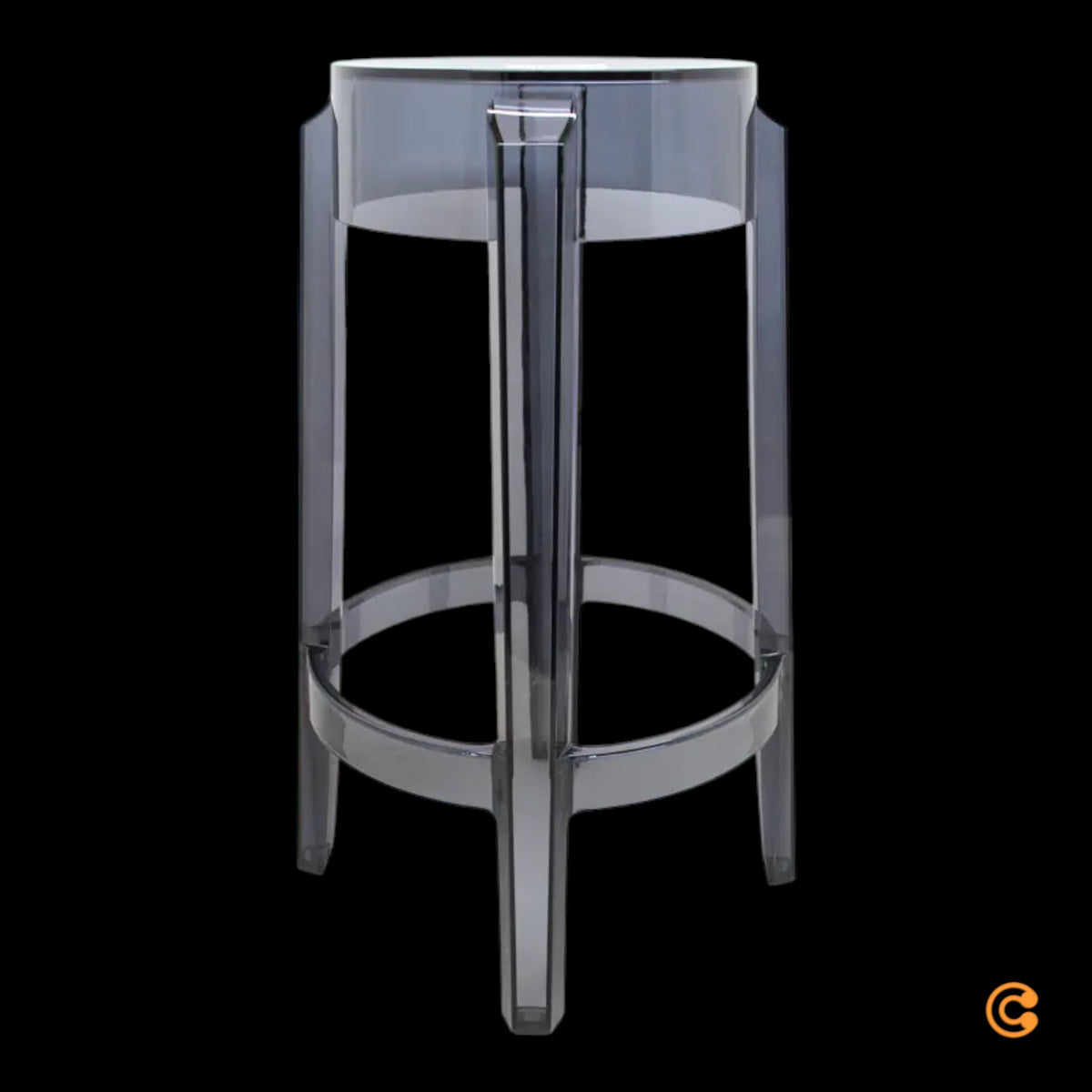 Kartell Charles Ghost Barhocker Hocker Barstuhl Grau 65cm Polycarbonat Outdoor - 8034105782723