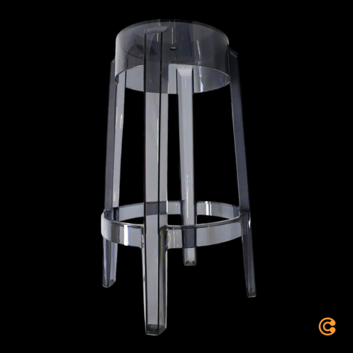 Kartell Charles Ghost Barhocker Hocker Barstuhl Grau 65cm Polycarbonat Outdoor - 8034105782723
