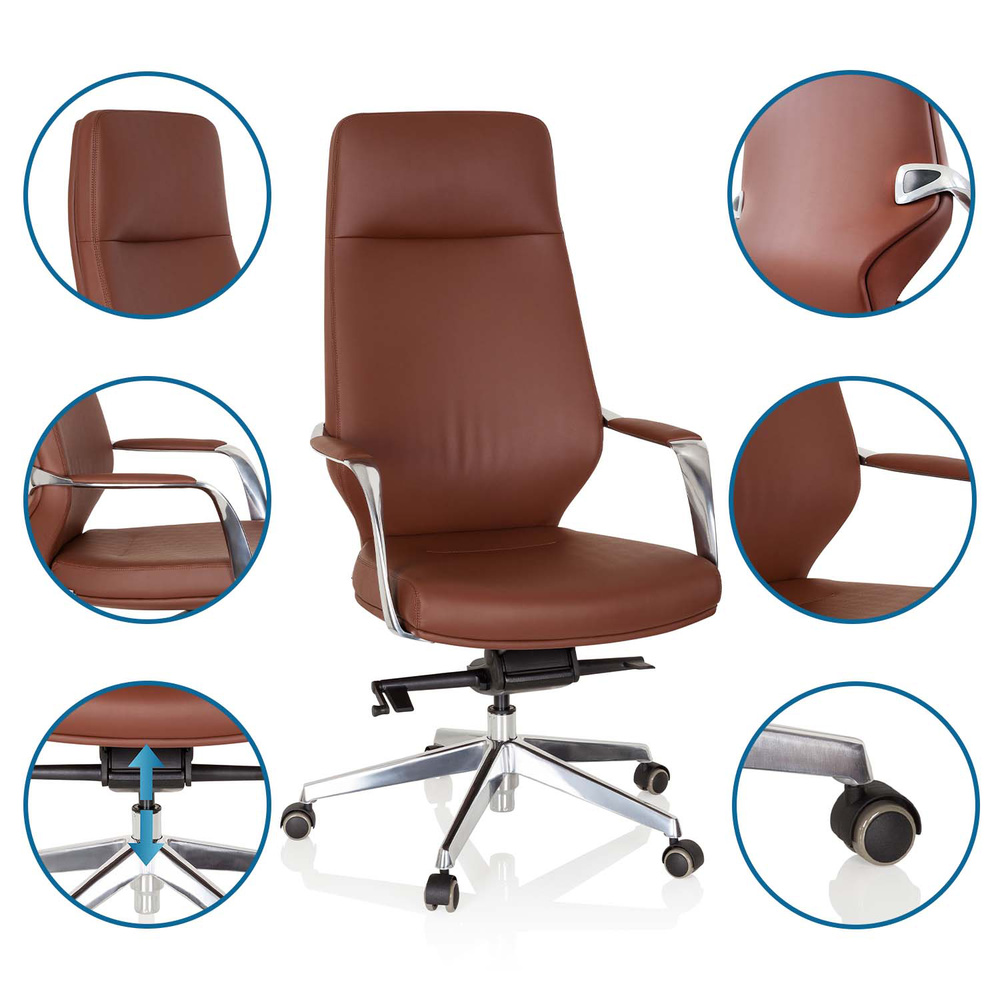 Hjh Office Chefsessel Bürostuhl Stuhl Velvet Kunstleder Braun Ergonomisch B-Ware - 4251084663193