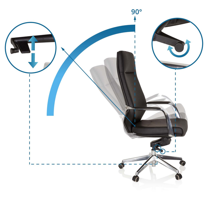 Hjh Office Chefsessel Bürostuhl Drehstuhl Velvet Kunstleder Schwarz Armlehnen B-Ware - 4251084663209