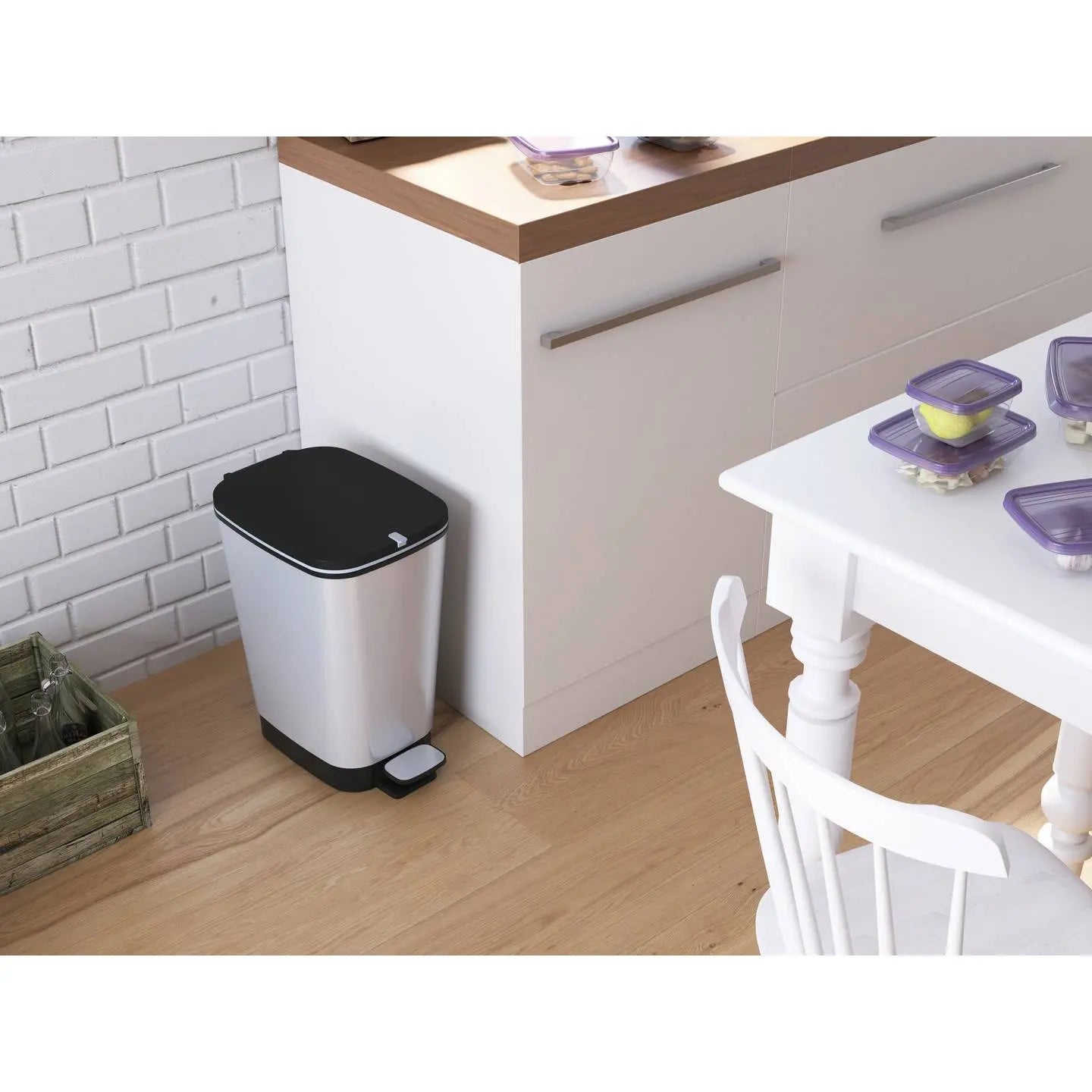 B-Ware Curver Chic Bin Style Abfallbehälter Mülleimer Mülltonne Silber Kunststoff 45 L - 8013183073336
