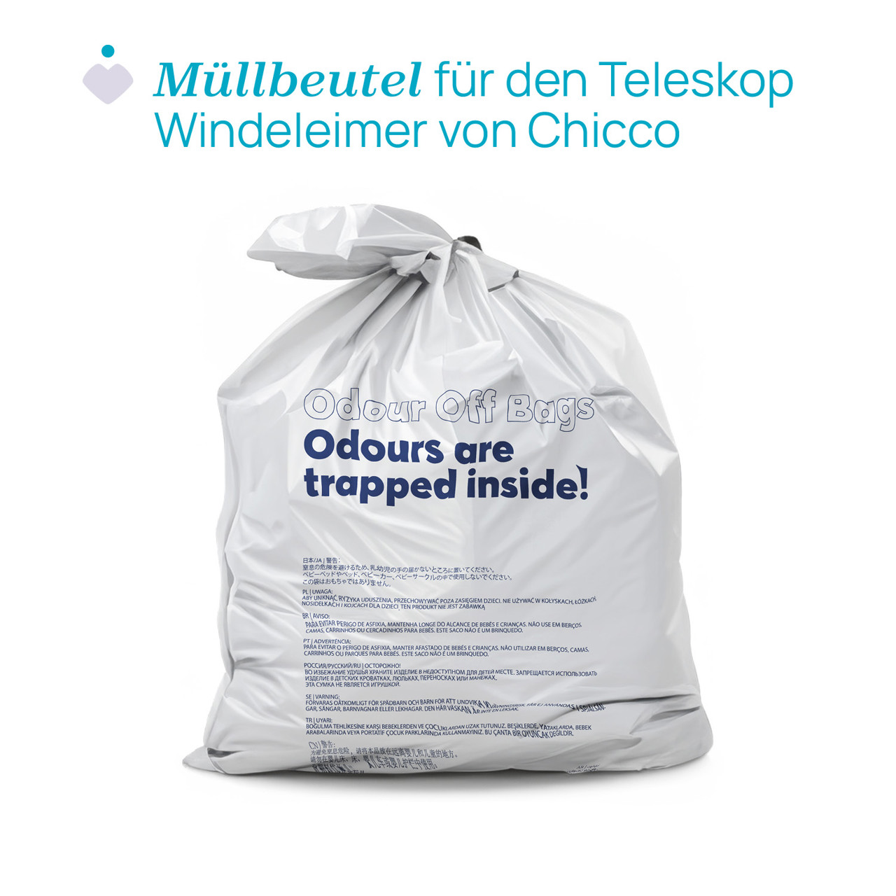 B-Ware Chicco Müllbeutel Beutel Odour Off 3x15 Stück Geruchsschutz Windelbeutel 4 Sets - 8058664180769