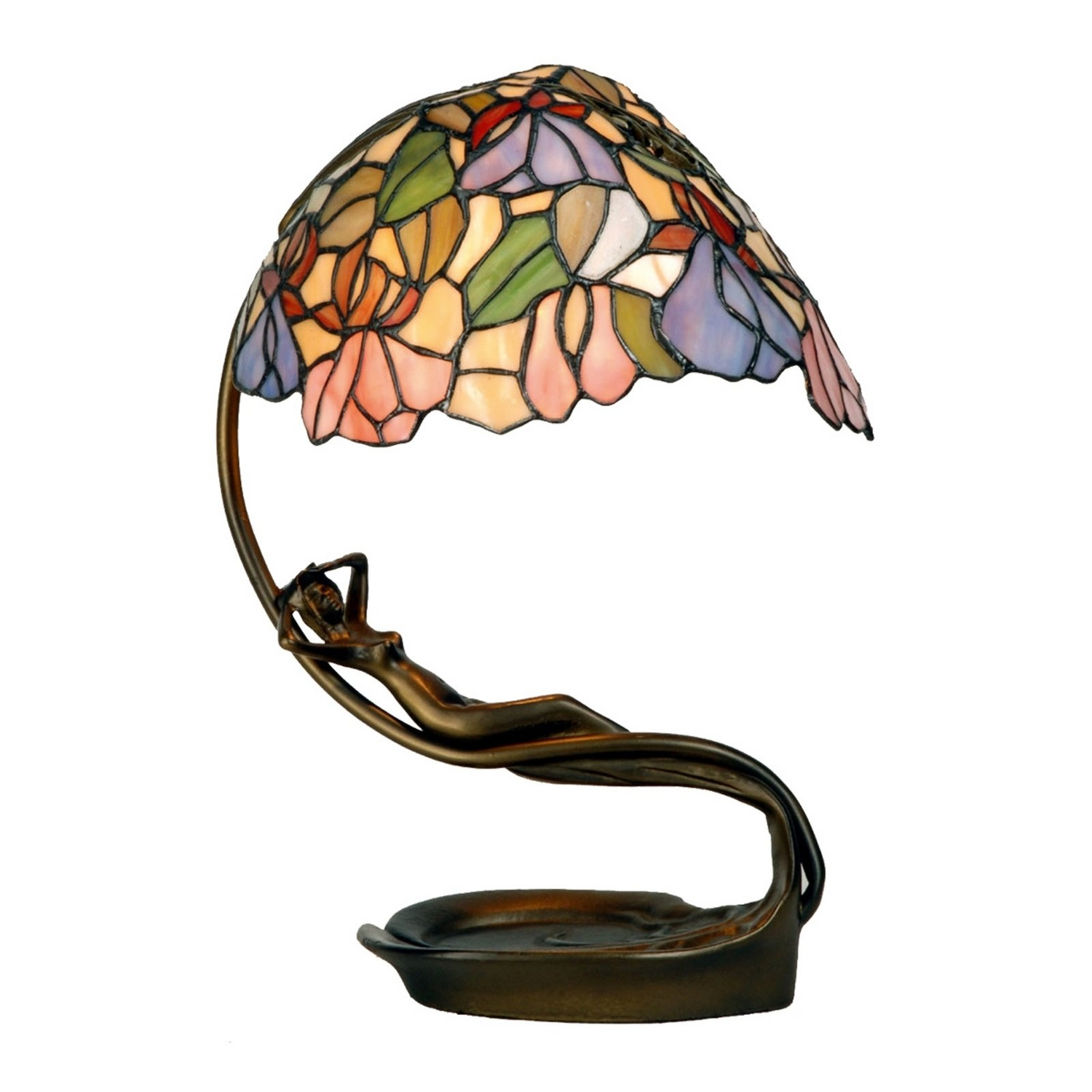 Clayre&Eef Tischleuchte Lampe Tiffany Stil Eve Bunt Altmessing Glas Schalter B-Ware - 8717459244900