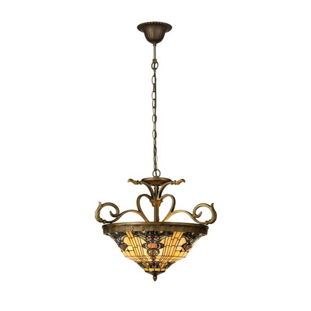 Clayre&Eef Hängeleuchte Pendelleuchte Tiffanystil Anthia 2 Creme Gelb E27 3x60 W B-Ware - 8717459240056