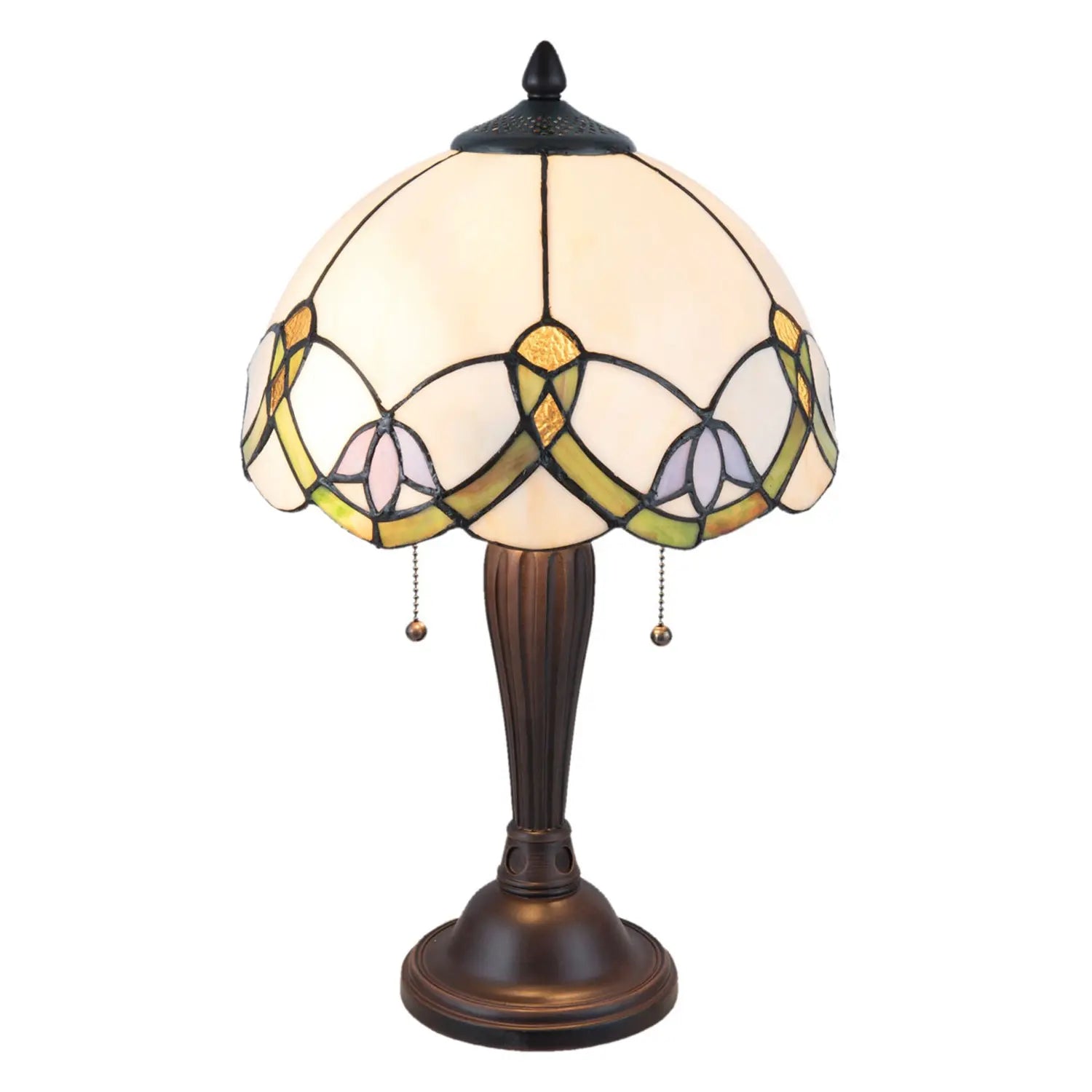 B-Ware Clayre And Eef Tischlampe Tischleuchte Tiffany Glas Weiß Dunkelbraun E27 Led - 8717459624634