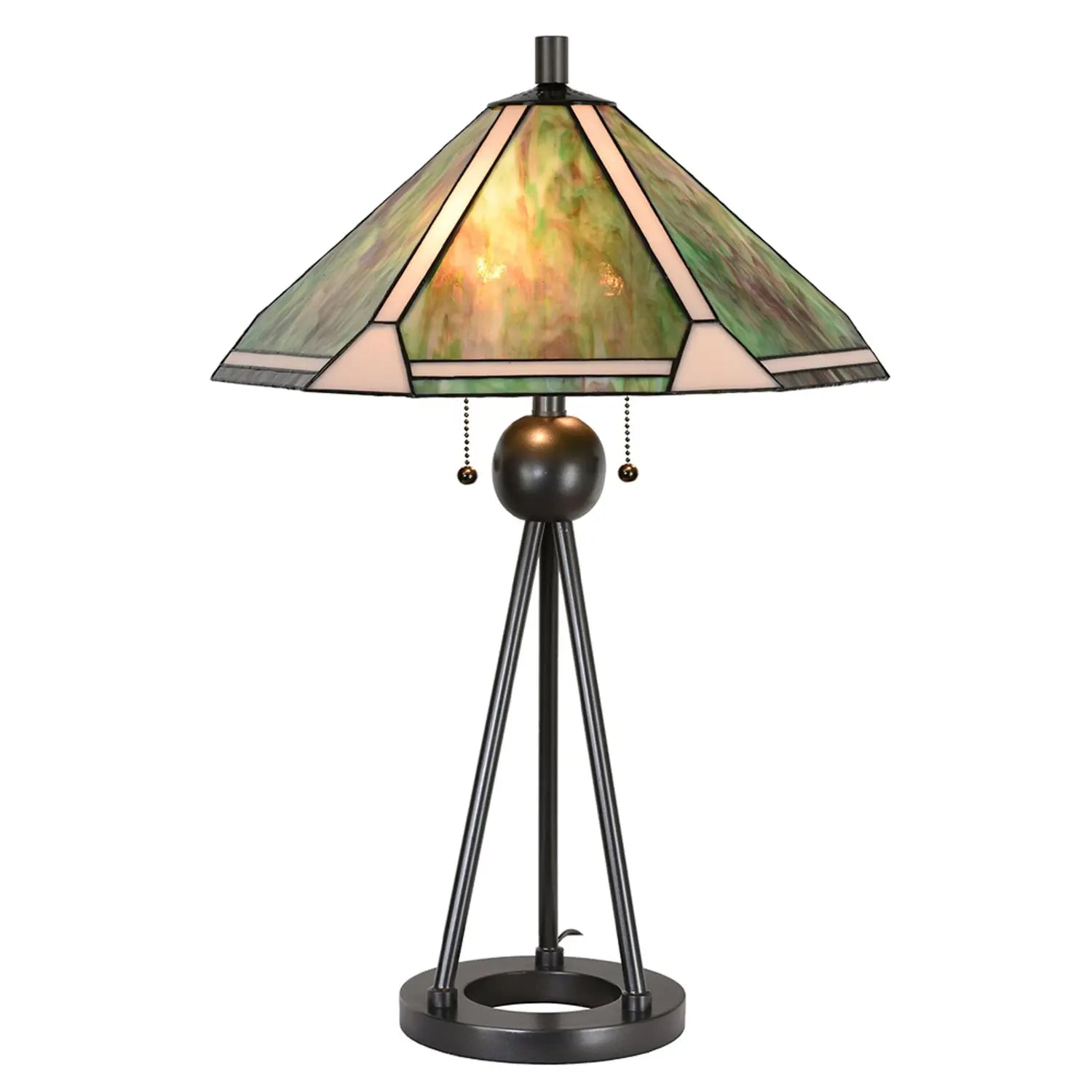 B-Ware Clayre Eef Tischlampe Tischleuchte Tiffany Look Braun Grün Metall Glas Schalter - 8717459814417