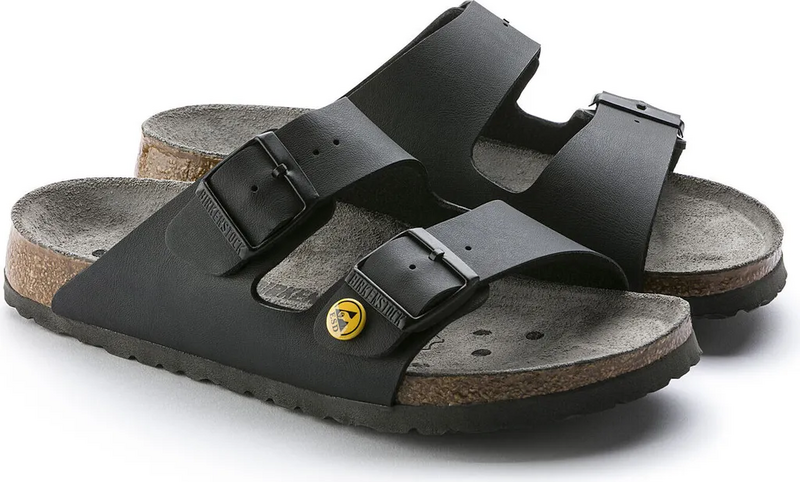 B-Ware Birkenstock Clog Pantoletten Arizona Esd Gr.42 Schwarz Obermaterial Birko Flor - 4052001200053