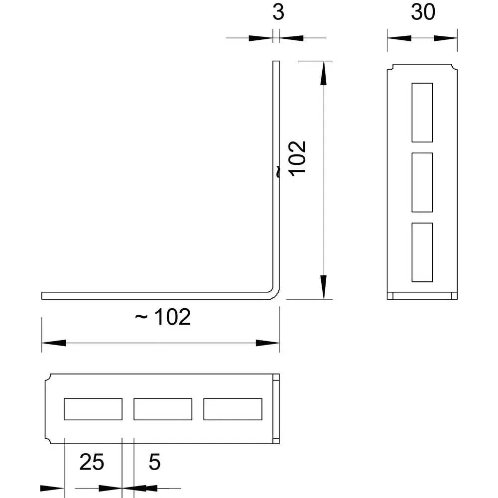 B-Ware Obo Bettermann Montagewinkel Halterung 102x102x3 Stahl I Profil 90 Grad 8 Stück - 4012196192496