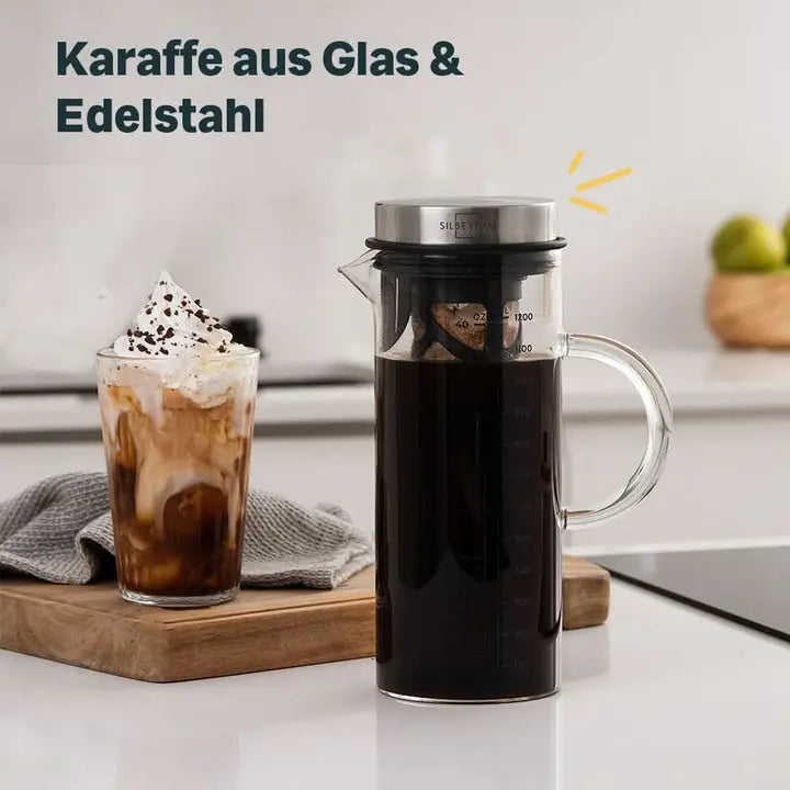 B-Ware Cold Brew Karaffe 2.0 Kaffeebereiter Glaskanne Cold Brew Kaffee Filter 13l Skala - 4260470462203