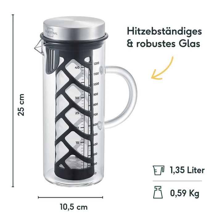 Cold Brew Karaffe 2.0 Kaffeebereiter Glaskanne Cold Brew Kaffee Filter 1,3 L - 4260470462203