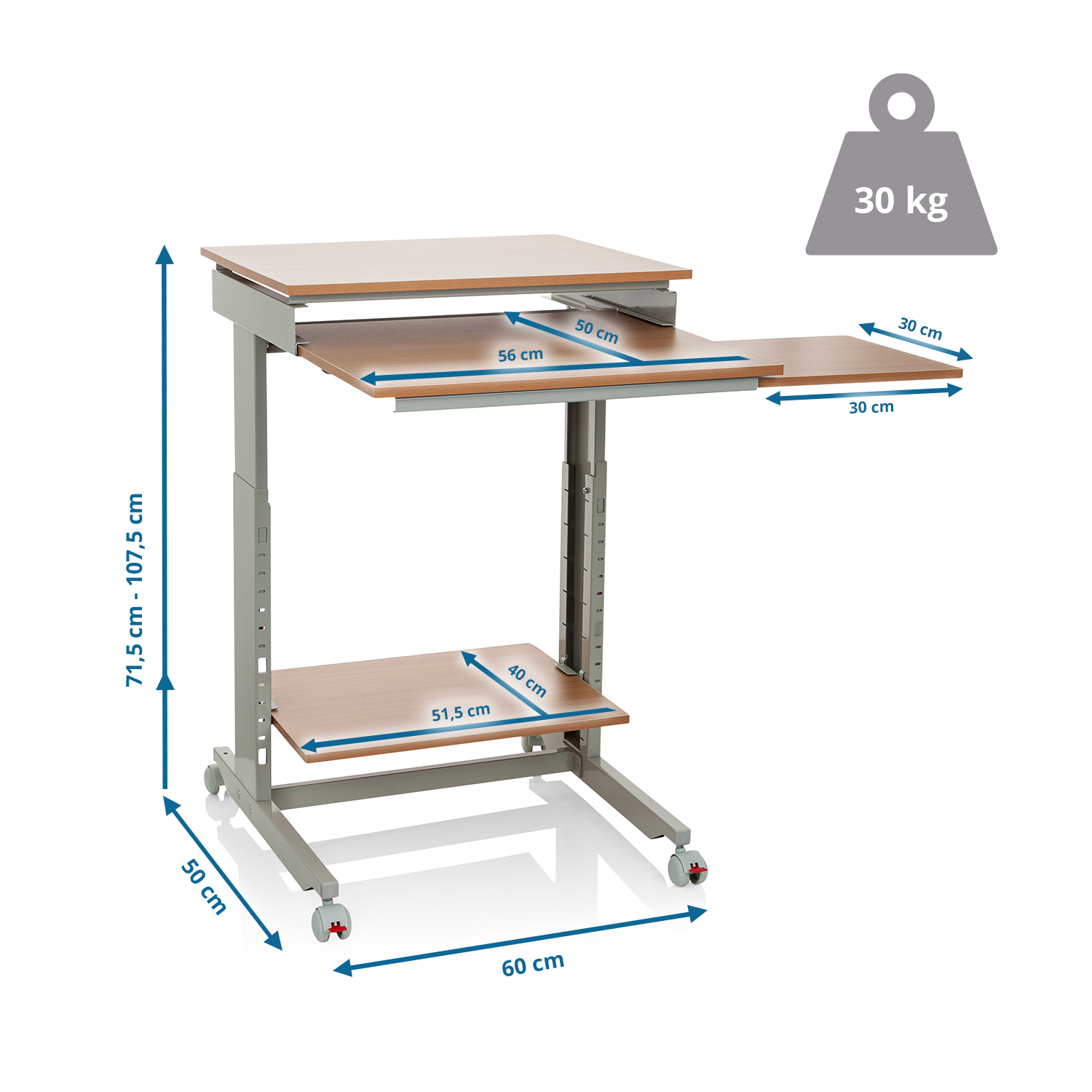 Hjh Office Computertisch Schreibtisch Workstation Grau Buche Tisch Tischmöbel B-Ware - 4251084696566