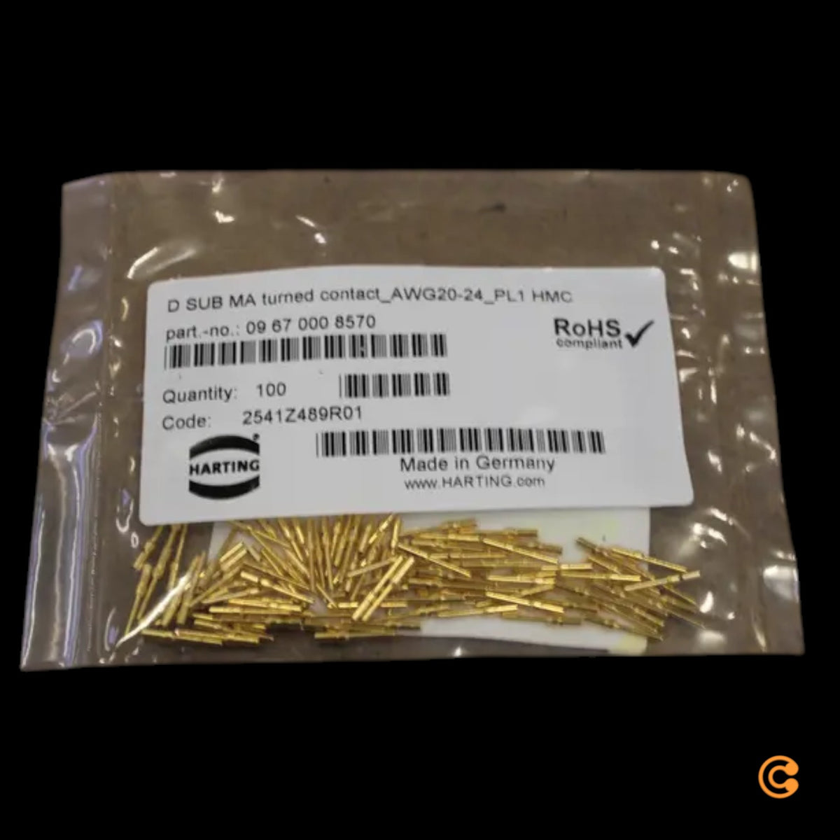 HARTING Crimpkontakt Kontaktstift Stift Kupferlegierung DSub vergoldet 100 STÜCK - 2050009659691
