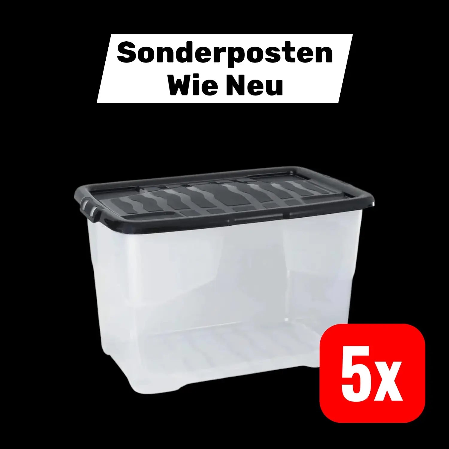 B-Ware Cristalray Strata Curve Aufbewahrungsbox Mit Schwarzem 65 Liter 5 Stück - 5021711059113