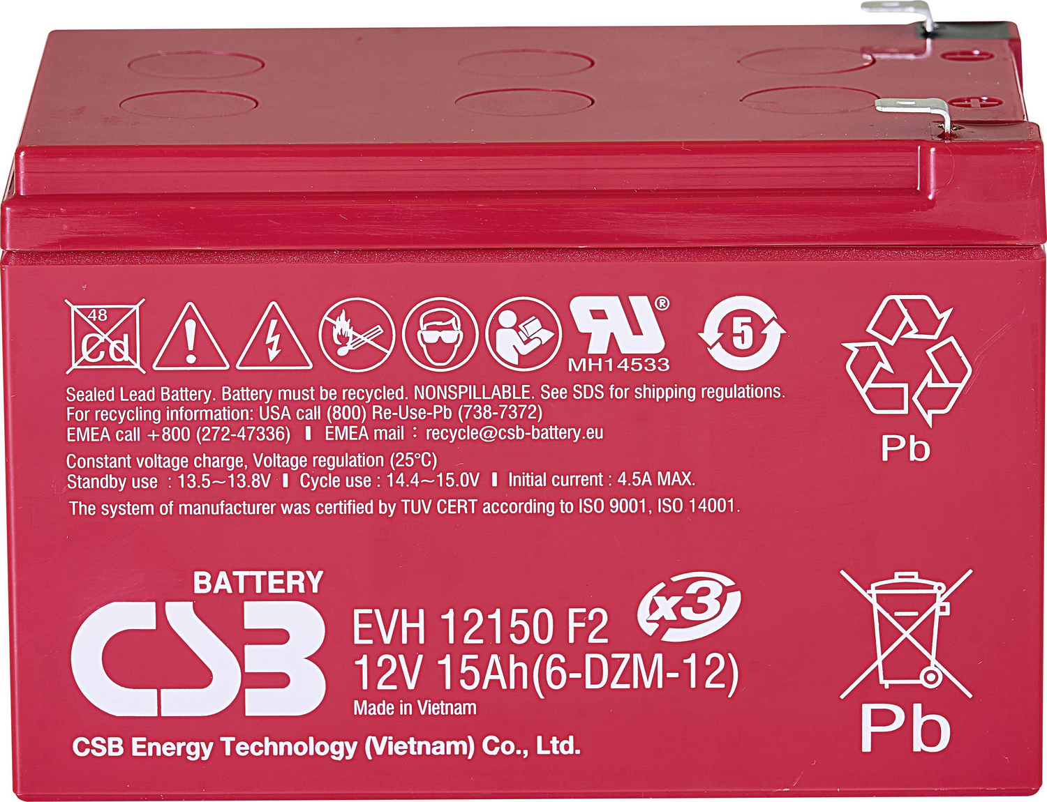B-Ware Csb Bleiakku Evh12150 X3 Batterie 12 V 15 Ah Zyklenfest Agm Akku Industrial Akku - 4260030442973