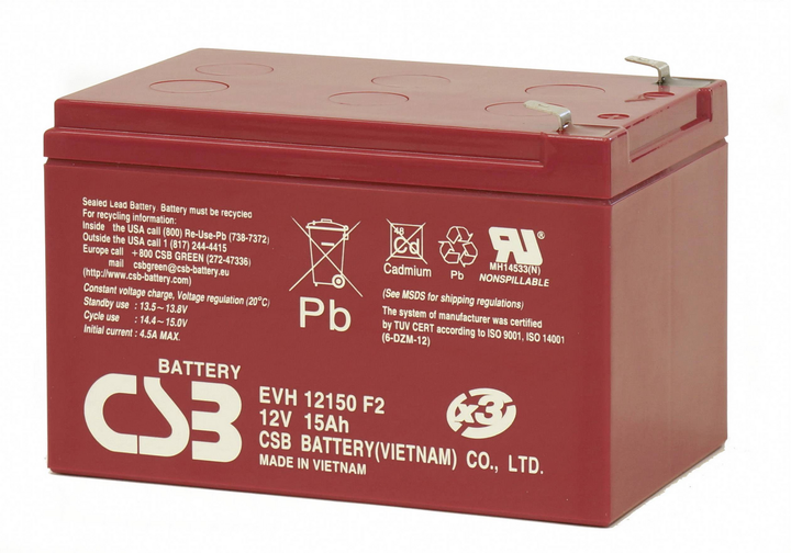 Csb Bleiakku Evh12150 X3 Batterie 12 V 15 Ah Zyklenfest Agm Akku Siehe Text/Foto B-Ware - 4260030442973