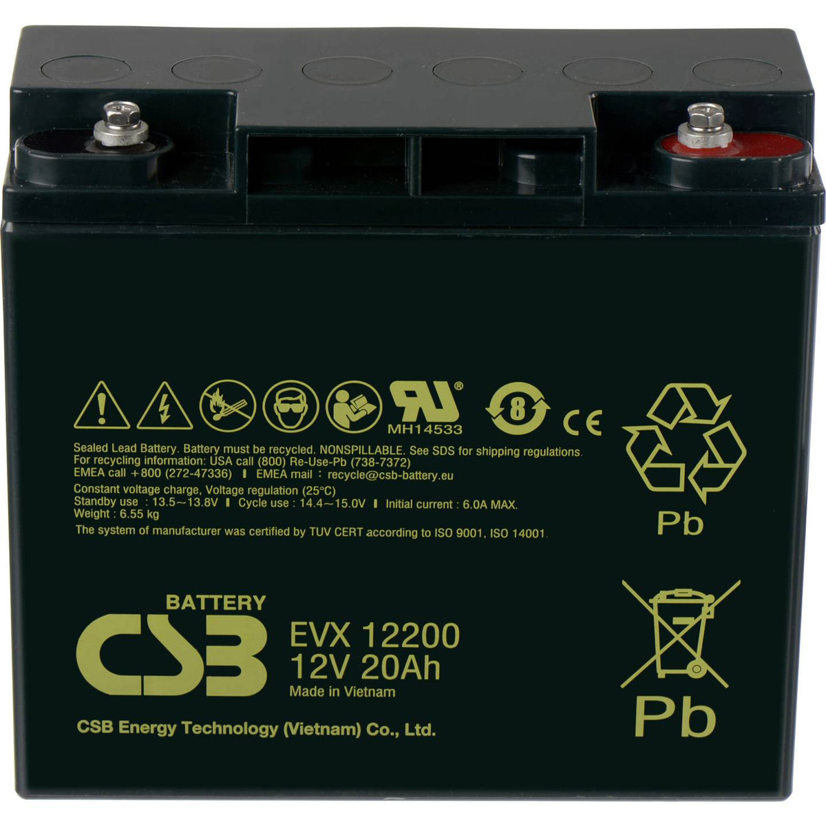 CSB Bleiakku Batterie Akku zyklenfest EVX12200 Hauptakku Ersatzakku 12 V 20 Ah - 4260030443031