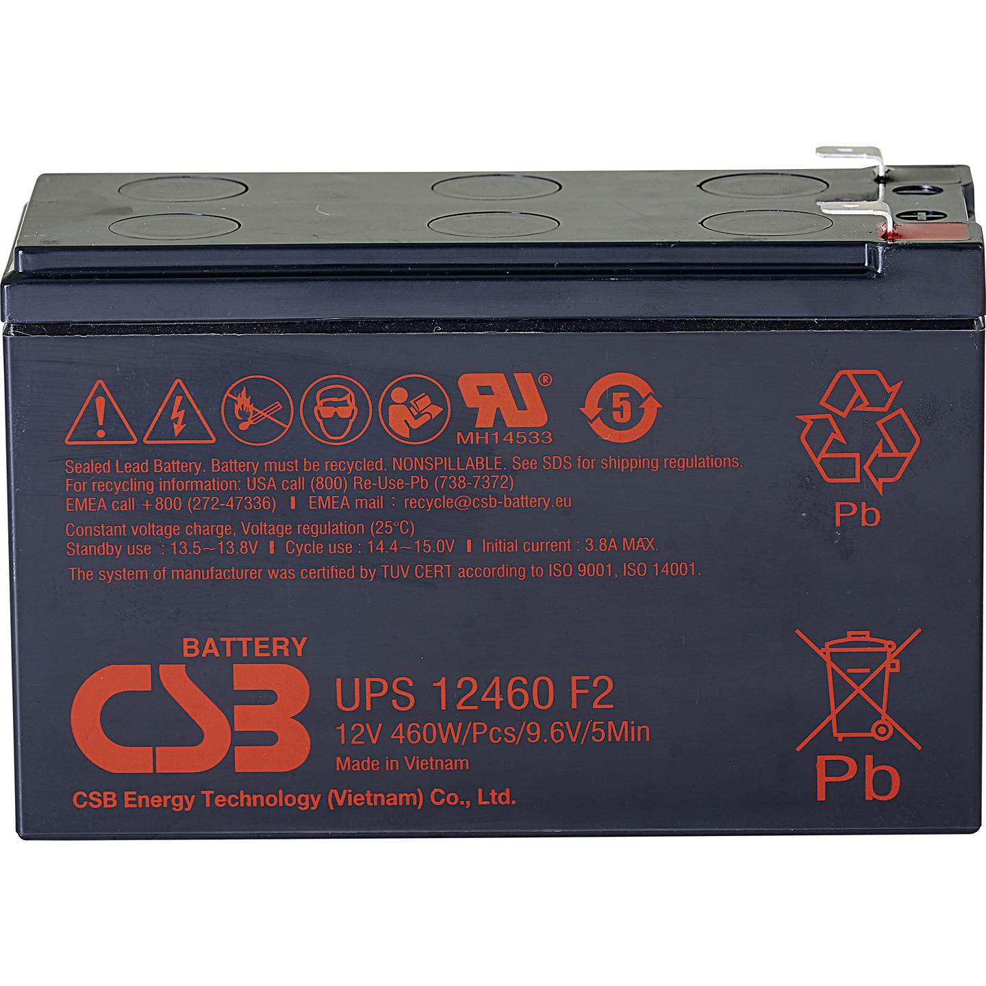 B-Ware Csb Battery Ups 12460 High Rate Ups12460 F2 Akku 12 V 9.6 Ah Blei Vlies Agm 4 Stück - 2050006484043