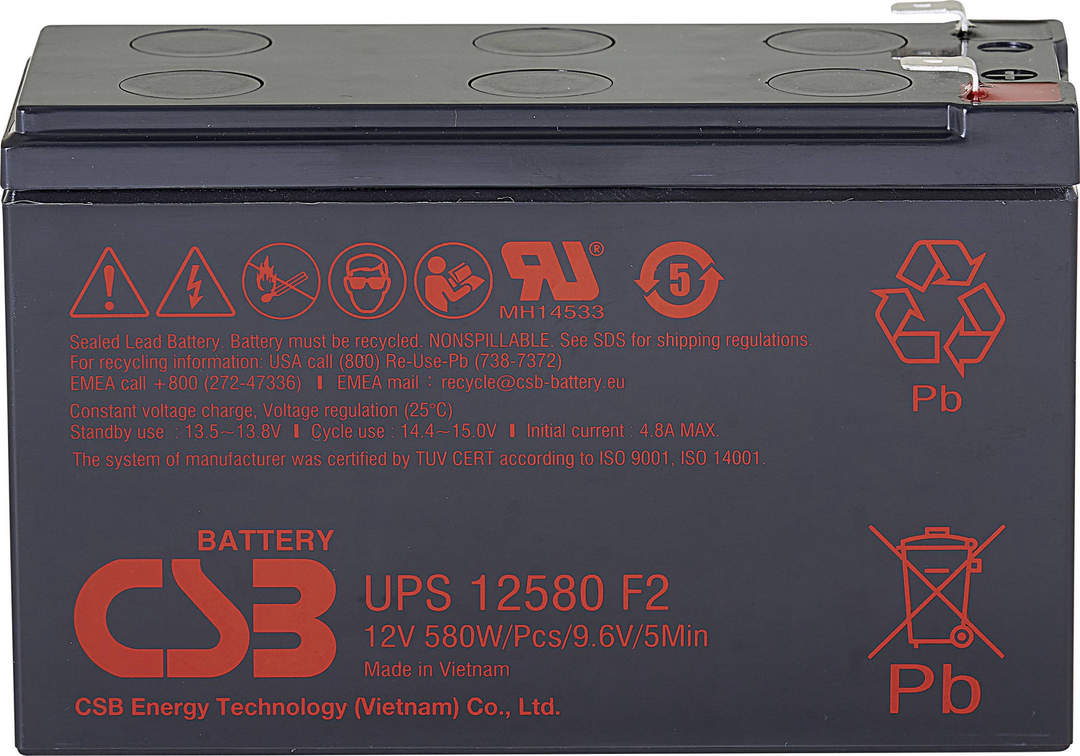 Csb Bleiakku Batterie Ups12580 Hochstromfest Agm Flachstecker Siehe Text/Foto B-Ware - 4260030443628