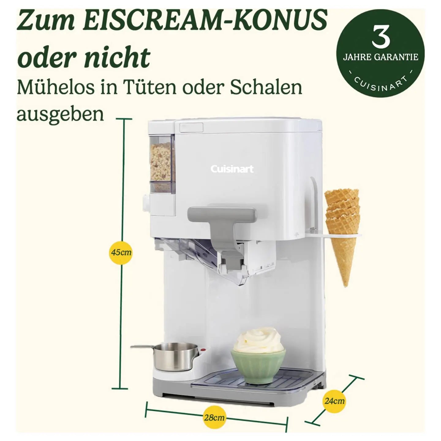 B-Ware Cuisinart Eismaschine Softeismaschine Eisbereiter Softeis Weiß Edelstahl 1,42 L - 3030050185775