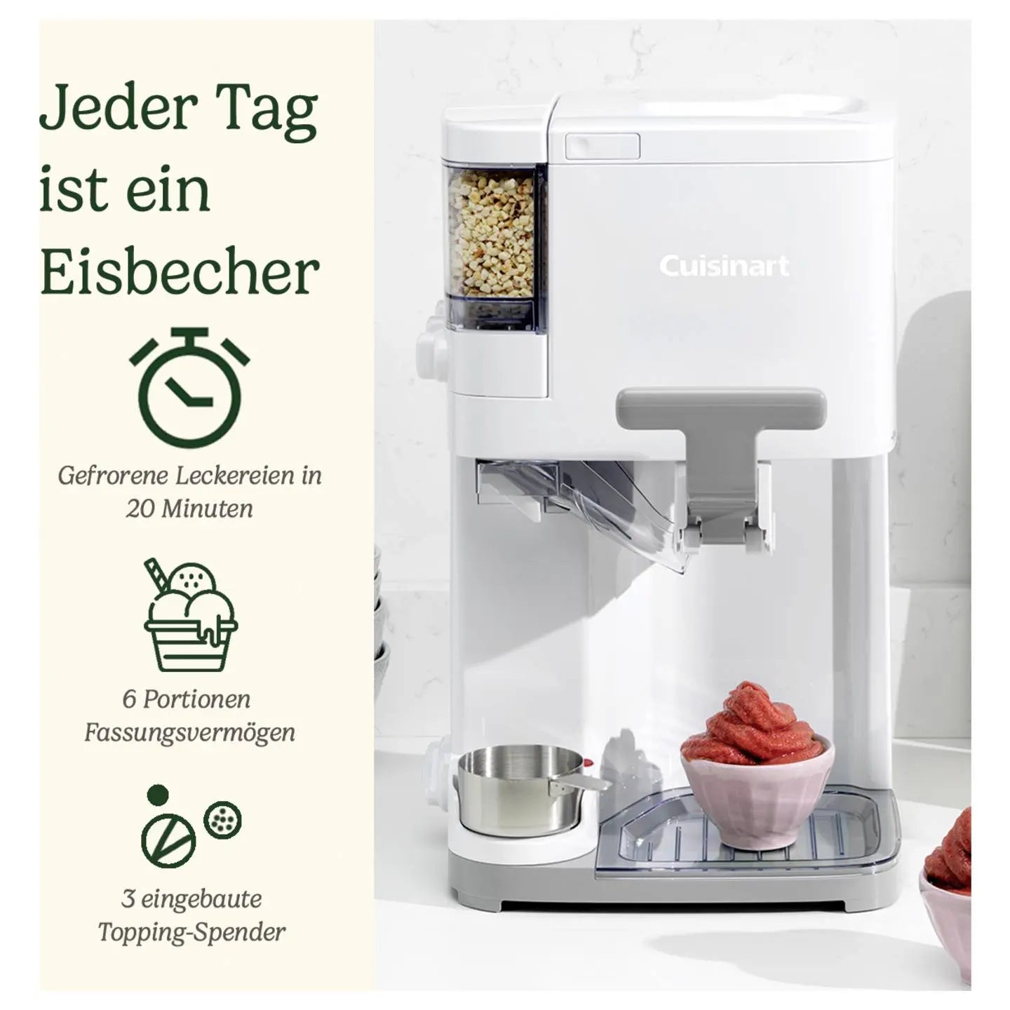 B-Ware Cuisinart Eismaschine Softeismaschine Eisbereiter Softeis Weiß Edelstahl 1,42 L - 3030050185775