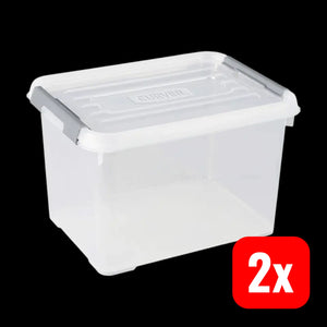 B-Ware Curver Handy+ Box Aufbewahrungsbehälter Kunststoffbox 20 L Transparent 2 Stück